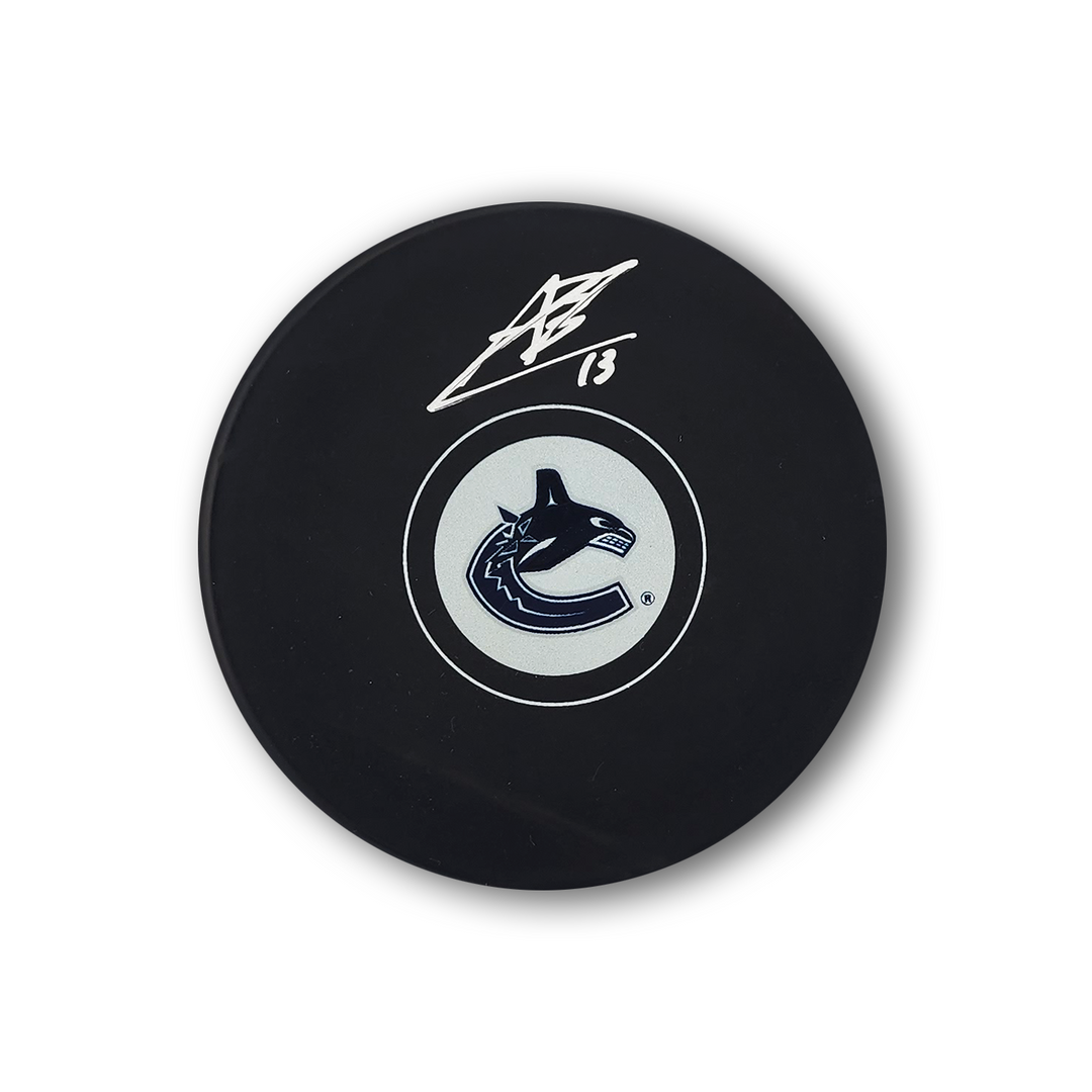 Arshdeep Bains Autographed Vancouver Canucks Hockey Puck