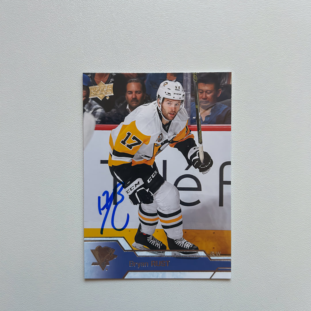 2016-17 UD Upper Deck #399 BRYAN RUST Autographed Card - Pittsburgh Penguins