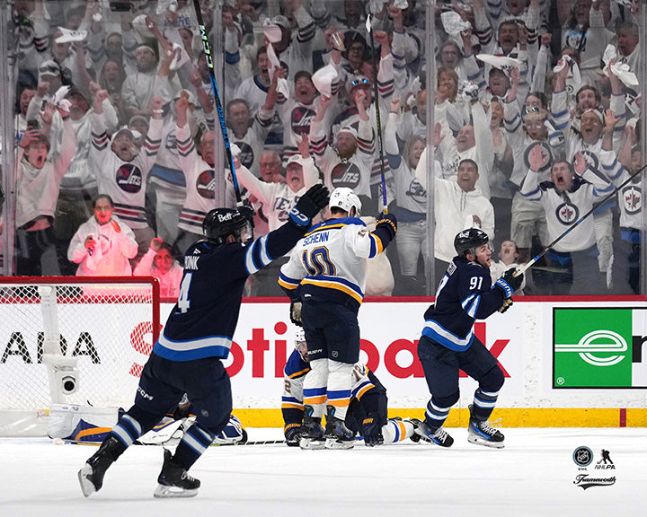 Pre-Order - Cole Perfetti - Autographed Winnipeg Jets Game Seven Celebration 8x10 Photo