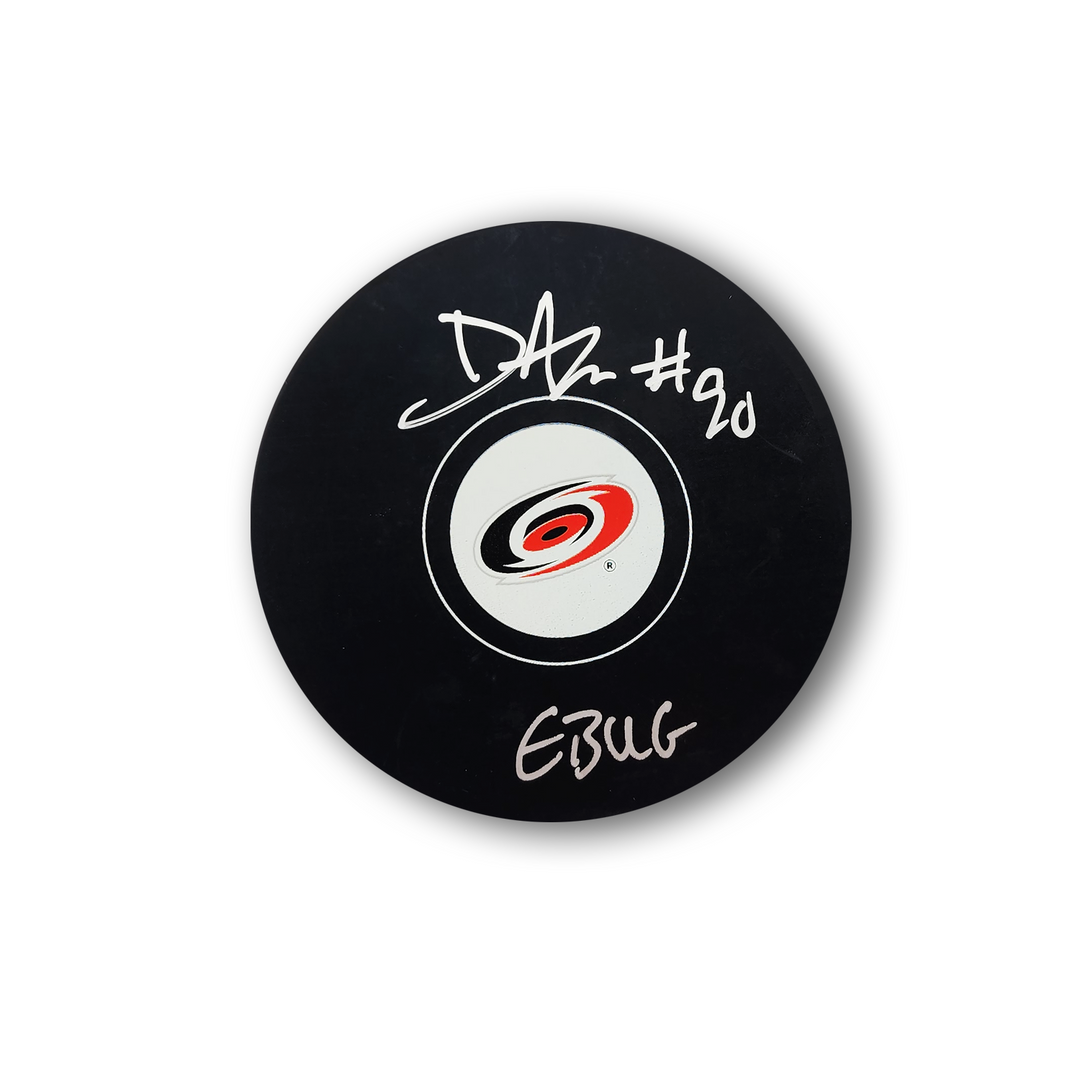 David Ayres Autographed Carolina Hurricanes Hockey Puck Inscribed EBUG