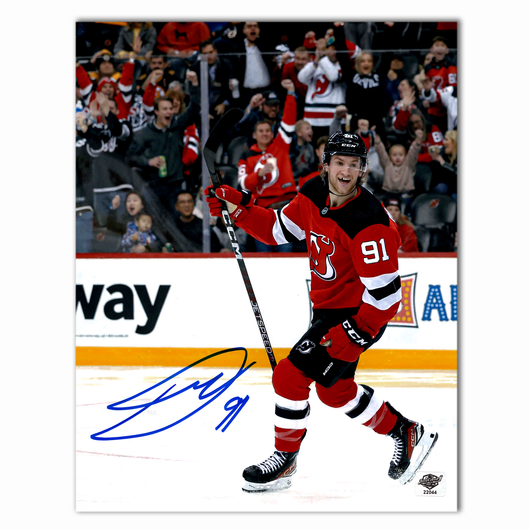 Dawson Mercer Autographed New Jersey Devils Home Photo 8x10