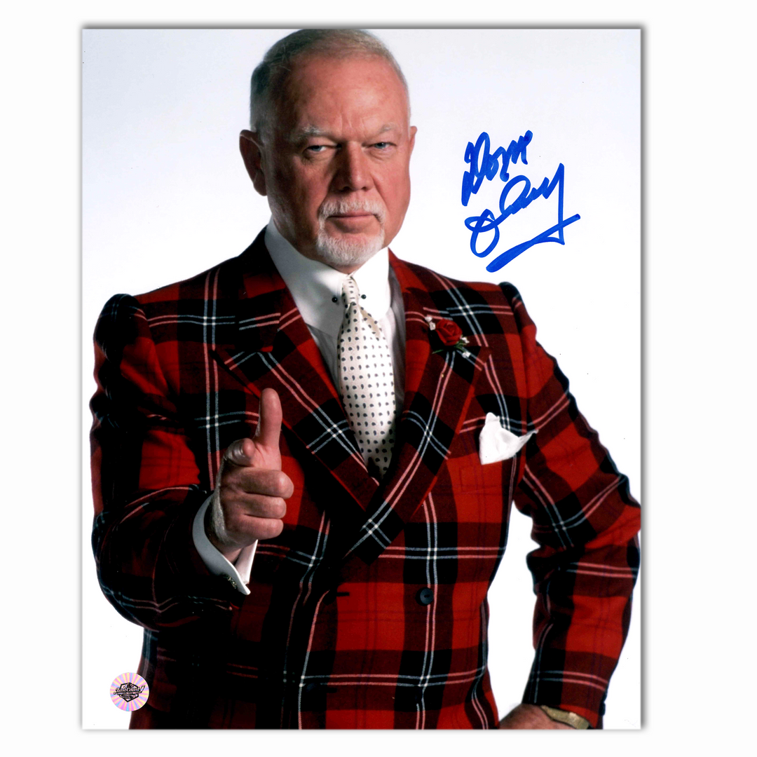 Don Cherry Autographed Hockey Night In Canada 8x10 Photo (Plaid Suit)
