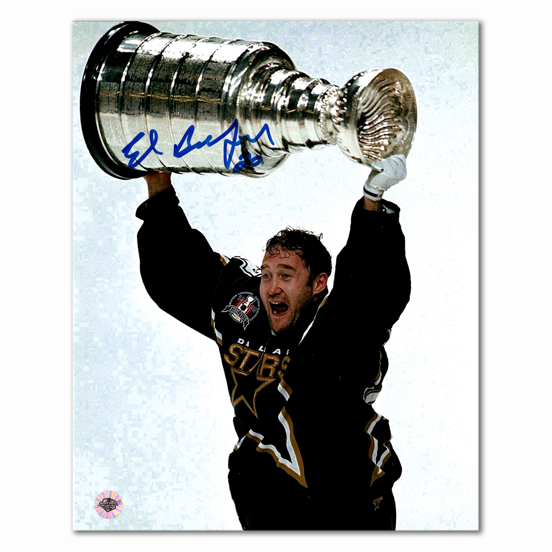 Ed Belfour Autographed Dallas Stars Stanley Cup 8x10 Photo