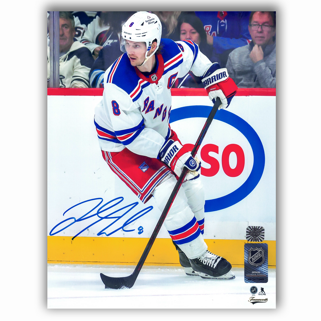 Jacob Trouba Autographed New York Rangers Away 8x10 Photo