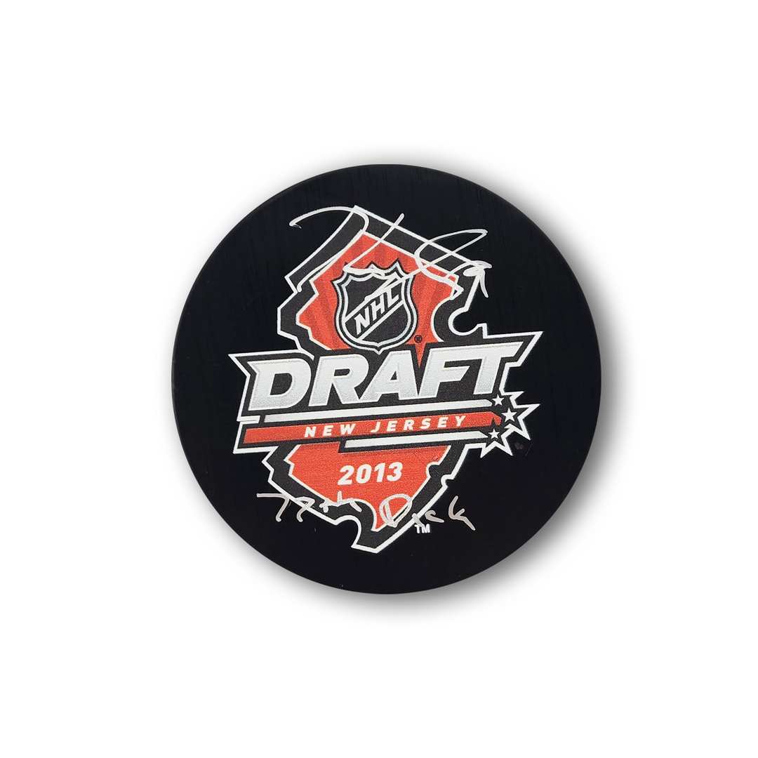 Jake Guentzel Autographed 2013 NHL Draft Hockey Puck Inscribed 77th Pick