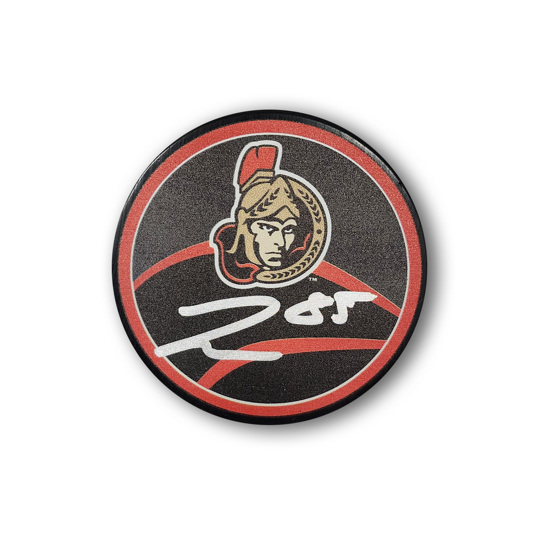 Jake Sanderson Autographed Ottawa Senators Reverse Retro 2.0 Hockey Puck