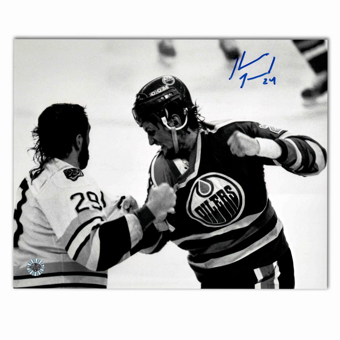 Kevin Mcclelland Autographed Edmonton Oilers Fight 8x10 Photo