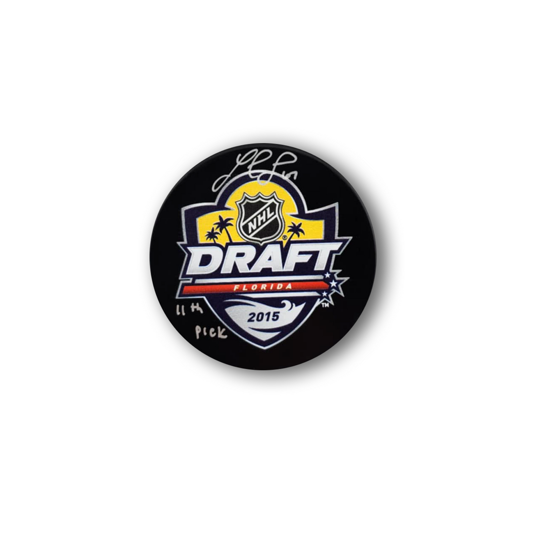 Lawson Crouse Autographed 2015 NHL Draft Hockey Puck Inscribed 11th Pick