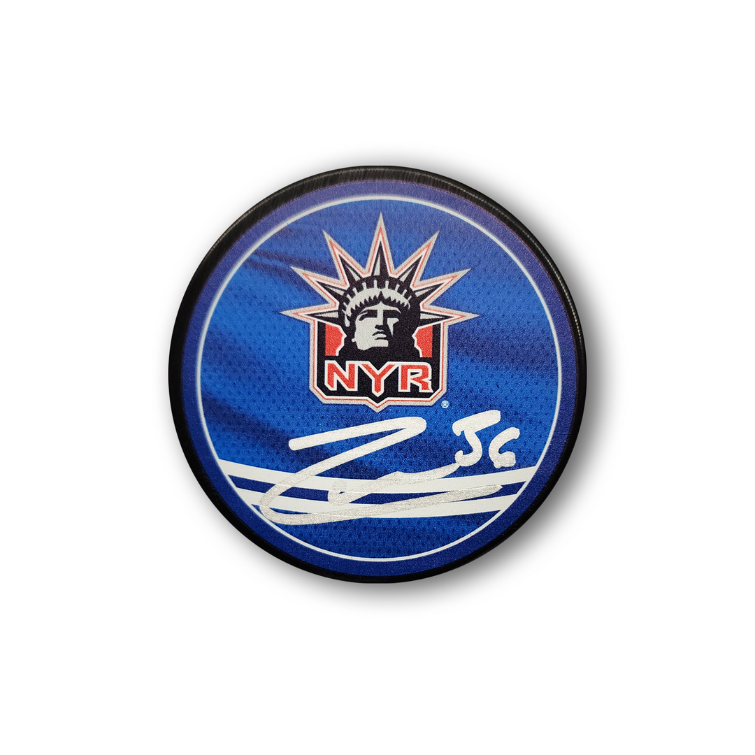 Mats Zuccarello Autographed New York Rangers Reverse Retro Hockey Puck