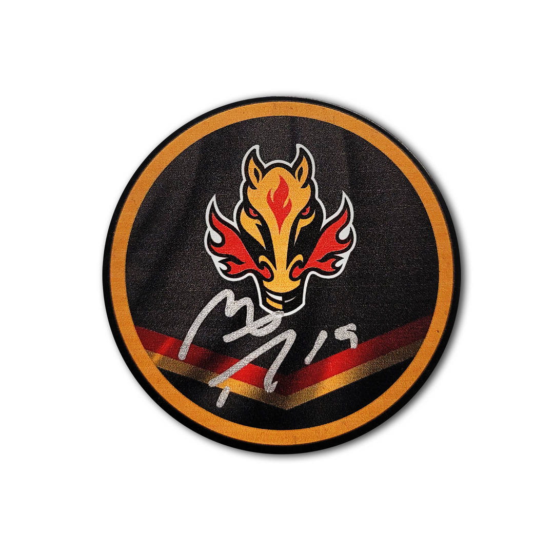 Matthew Tkachuk Calgary Flames Autographed Reverse Retro Hockey Puck