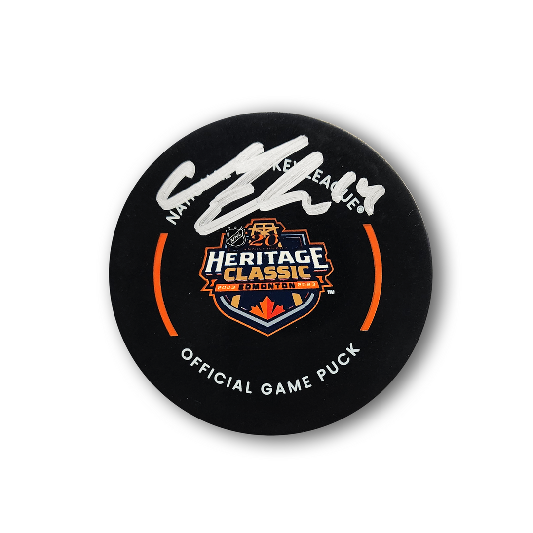 Mattias Ekholm Autographed Edmonton Oilers Winter Classic Official Hockey Puck