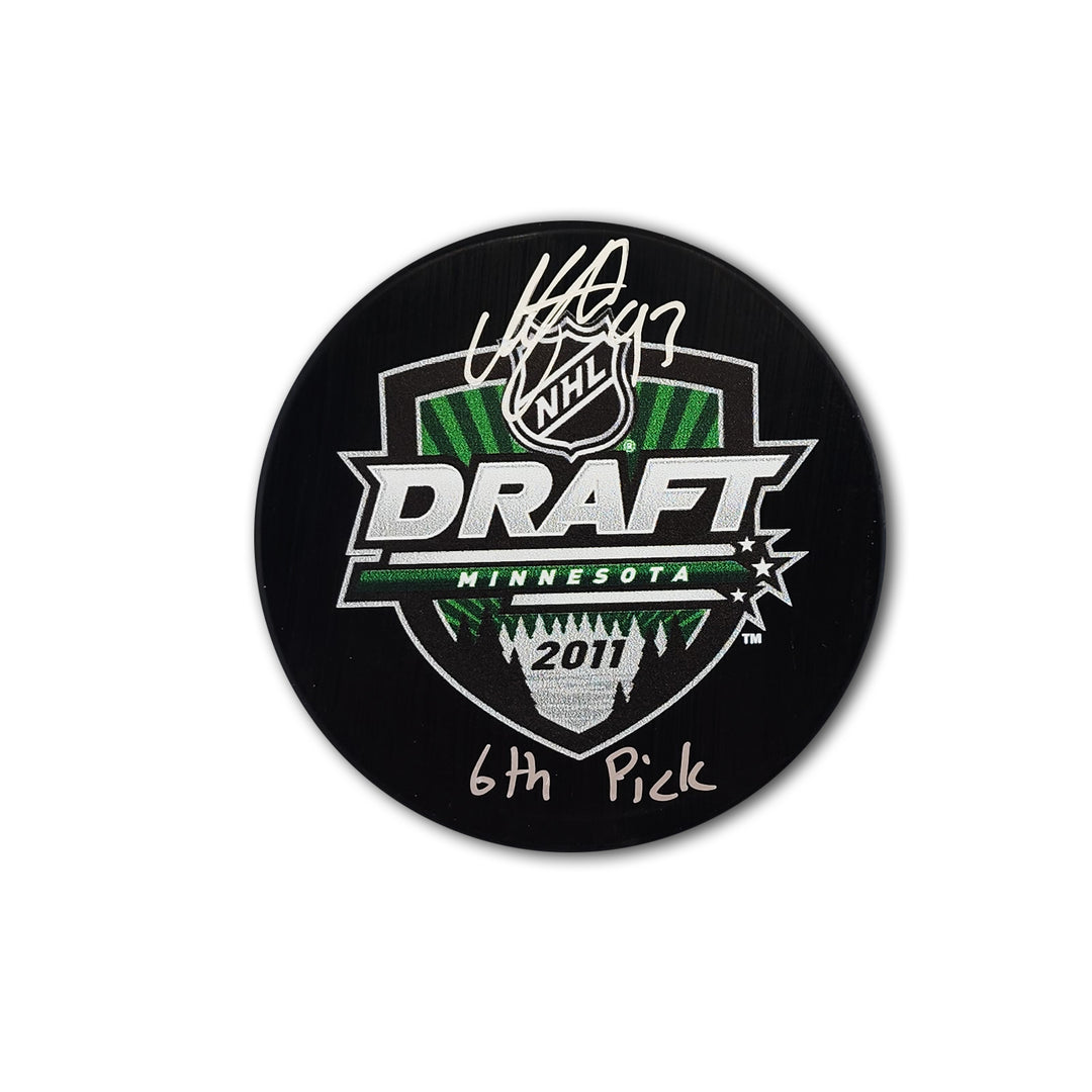 Mika Zibanejad Autographed 2011 NHL Draft Hockey Puck Inscribed 6th Pick