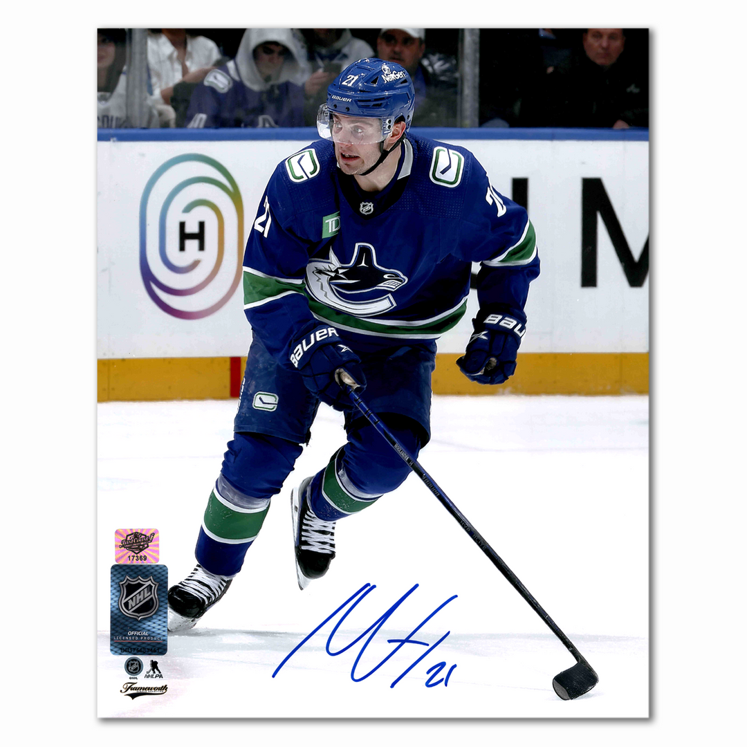 Nils Hoglander Autographed Vancouver Canucks Home 8x10 Photo