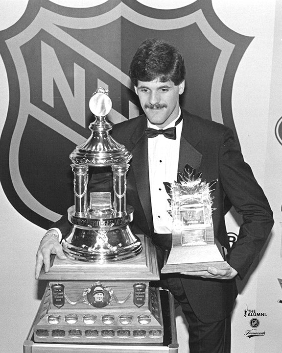 Pre-Order - Ron Hextall Autographed Philadelphia Flyers Trophies 8x10 Photo