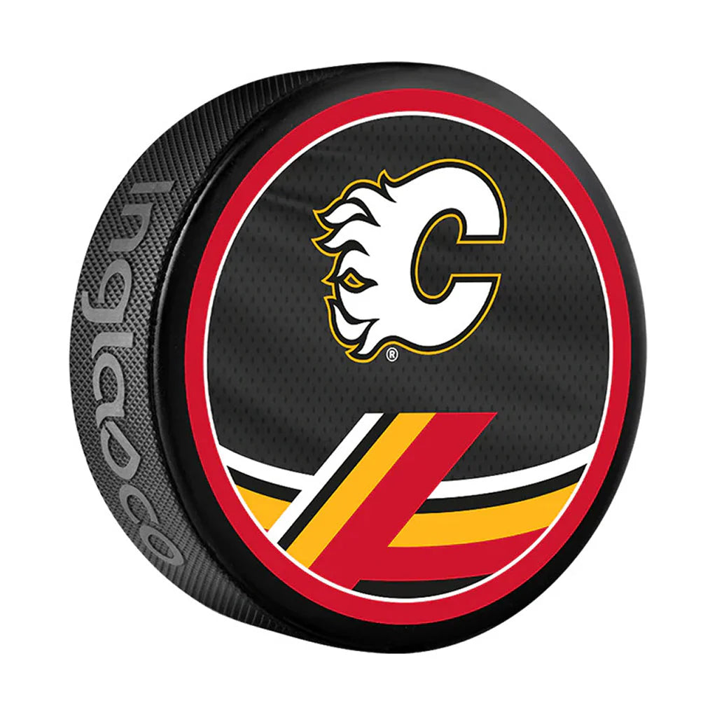 Pre-Order - Sean Monahan Autographed Calgary Flames Reverse Retro Hockey Puck