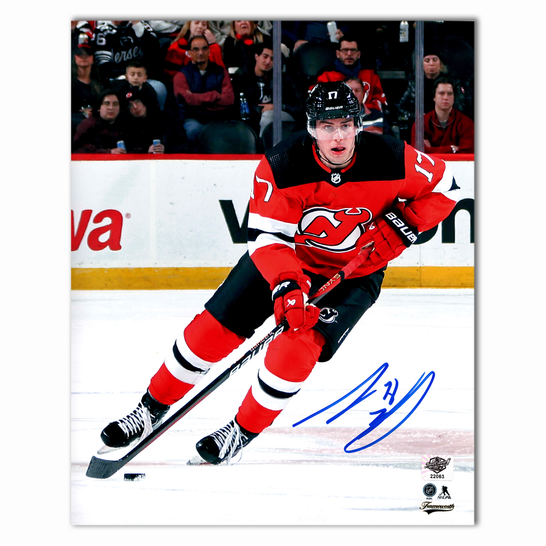 Simon Nemec Autographed New Jersey Devils Home 8x10 Photo