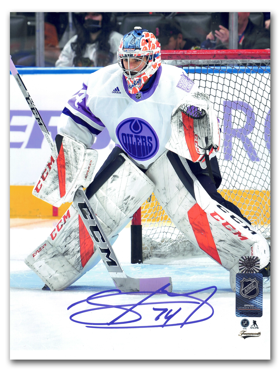 Stuart Skinner Edmonton Oilers Autographed Hockey Fights Cancer 8x10 Photo