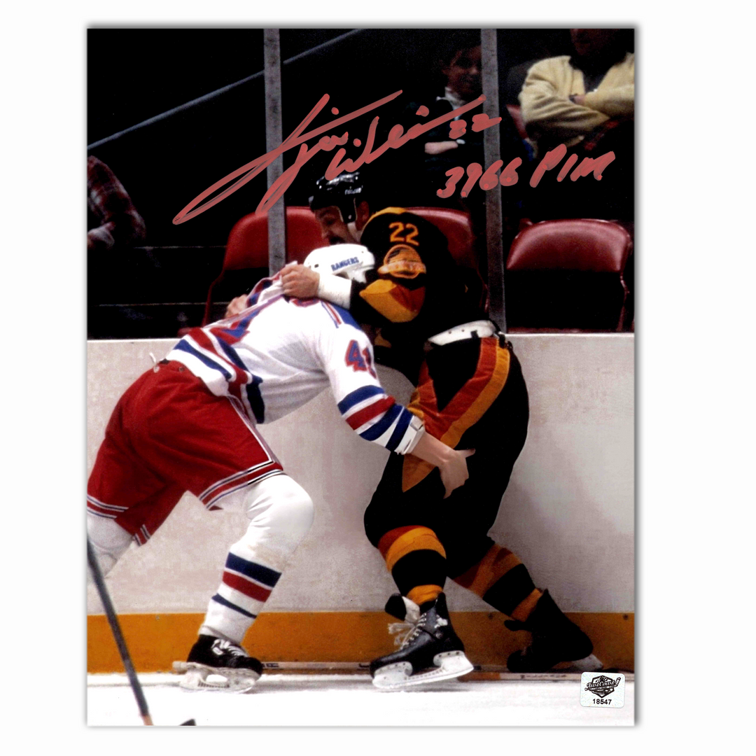 Tiger Williams Autographed Vancouver Canucks Fighting 8x10 Photo