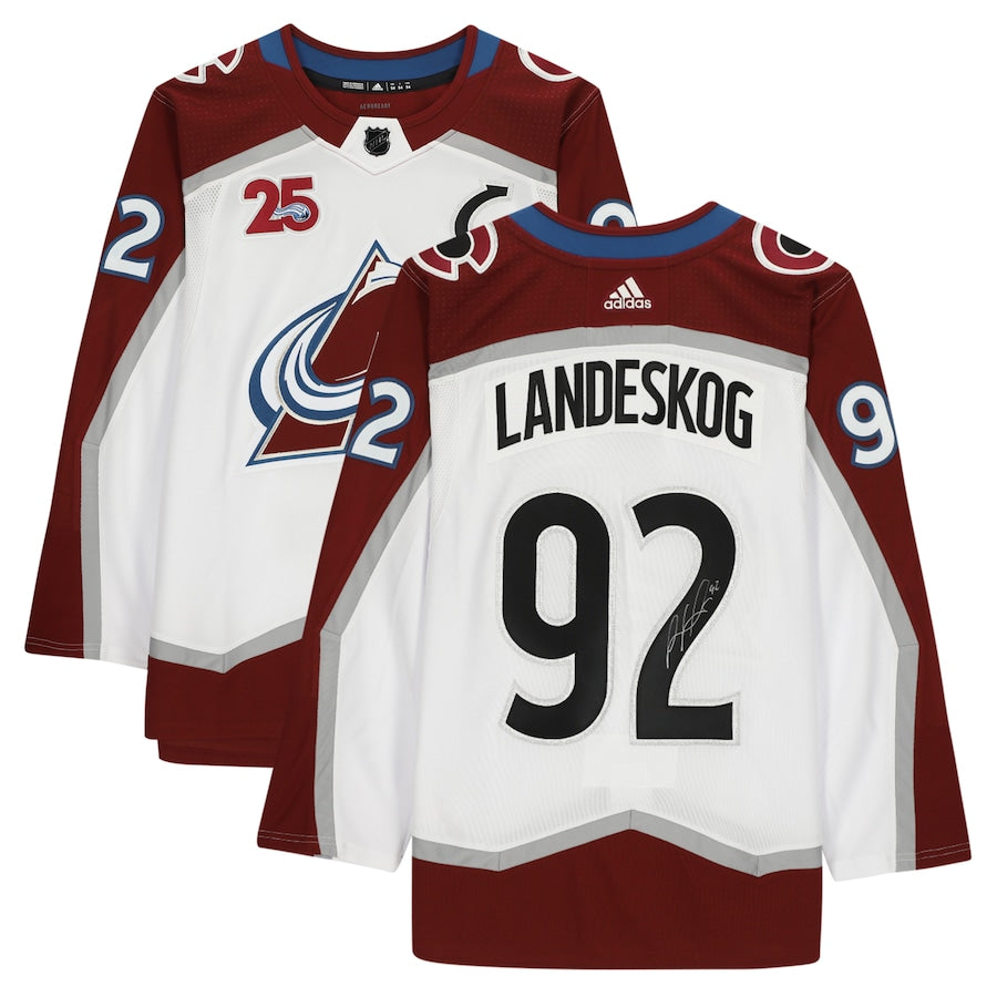 Gabriel Landeskog Colorado Avalanche White Adidas Jersey with 25 Year Patch