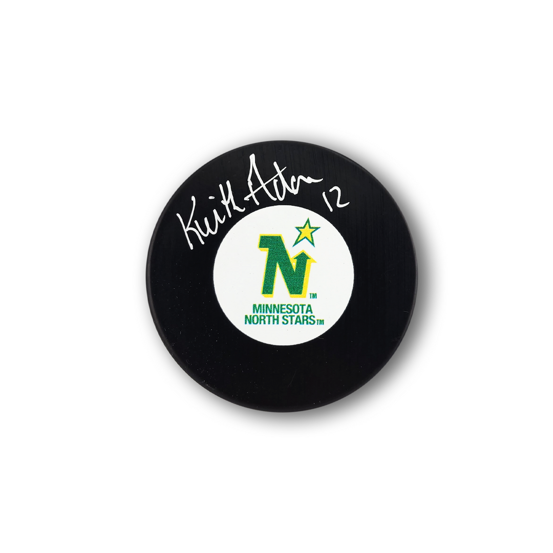 Keith Acton Autographed Minnesota North Stars Hockey Puck