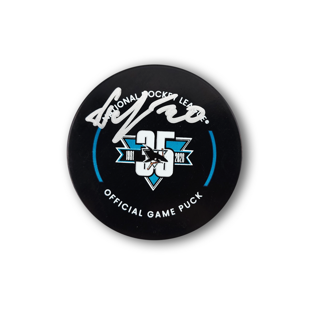 Yaroslav Askarov Autographed San Jose Sharks 35th Year Official Hockey Puck