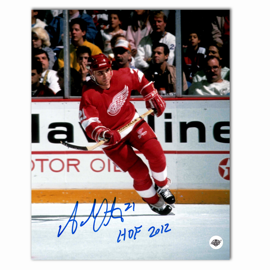 Adam Oates Autographed Detroit Red Wings Home 8x10 Photo
