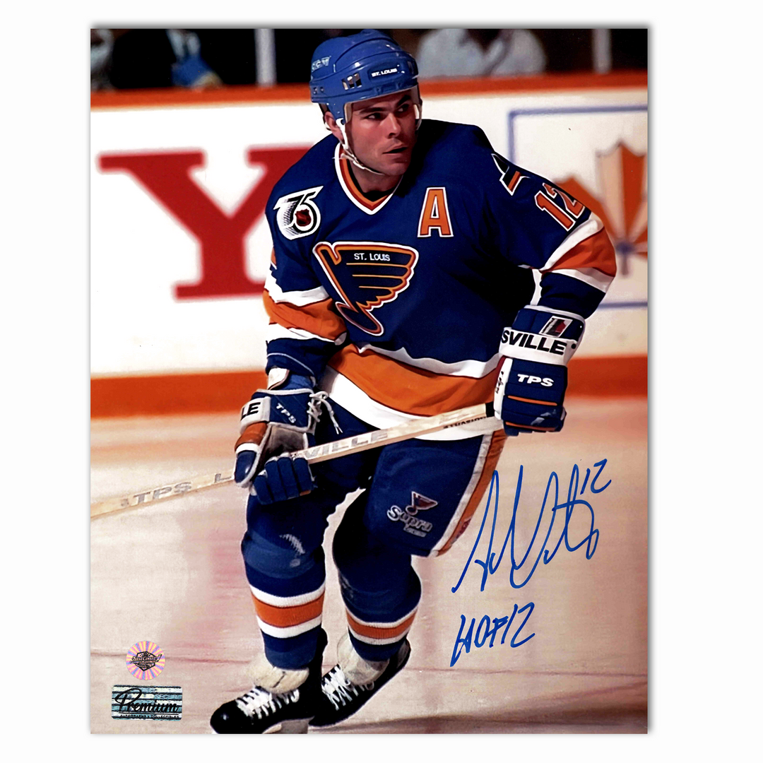 Adam Oates Autographed St. Louis Blues Home 8x10 Photo