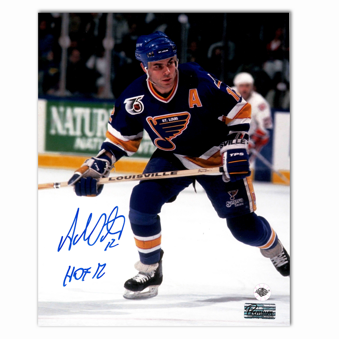 Adam Oates Autographed St. Louis Blues Home Photo 8x10