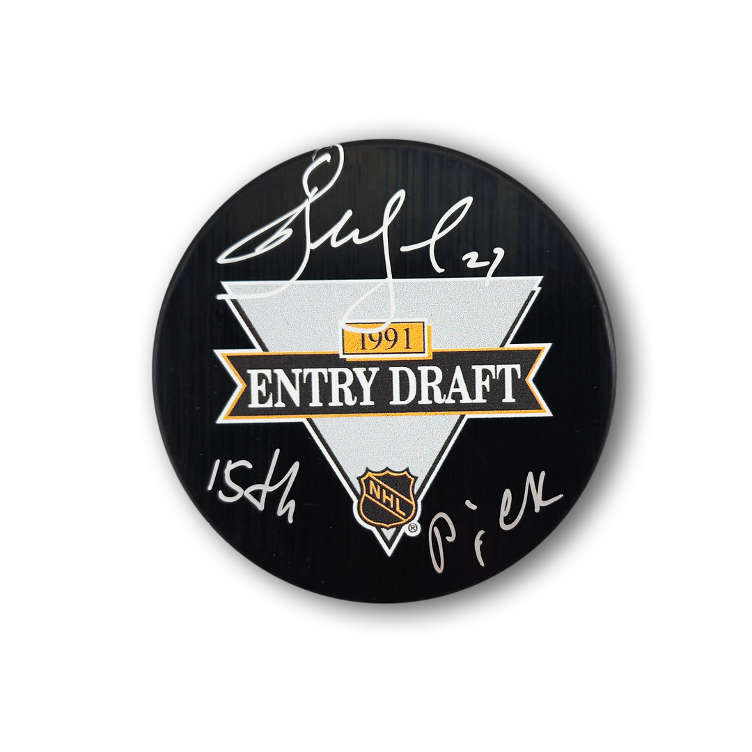 Alex Kovalev Autographed 1991 NHL Draft Hockey Puck Inscribed 15th Pick