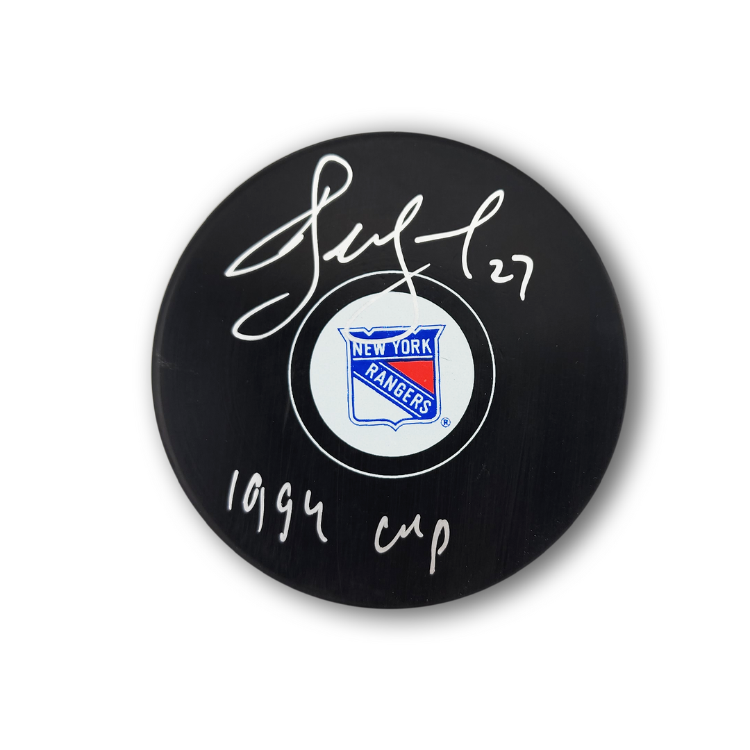 Alex Kovalev Autographed New York Rangers Hockey Puck Inscribed 1994 Cup