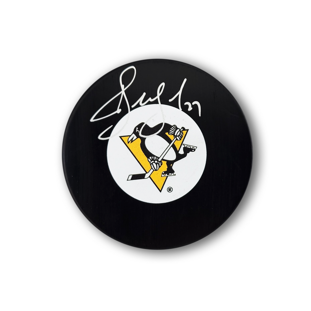 Alex Kovalev Autographed Pittsburgh Penguins Hockey Puck (Old Style)