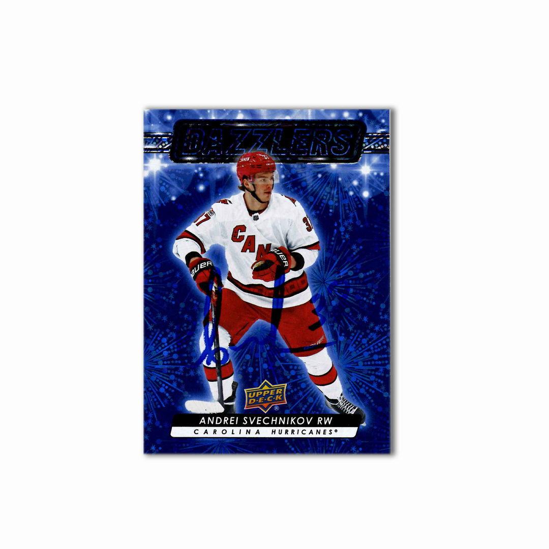 Andrei Svechnikov Autographed Carolina Hurricanes Blue Dazzler Hockey Card
