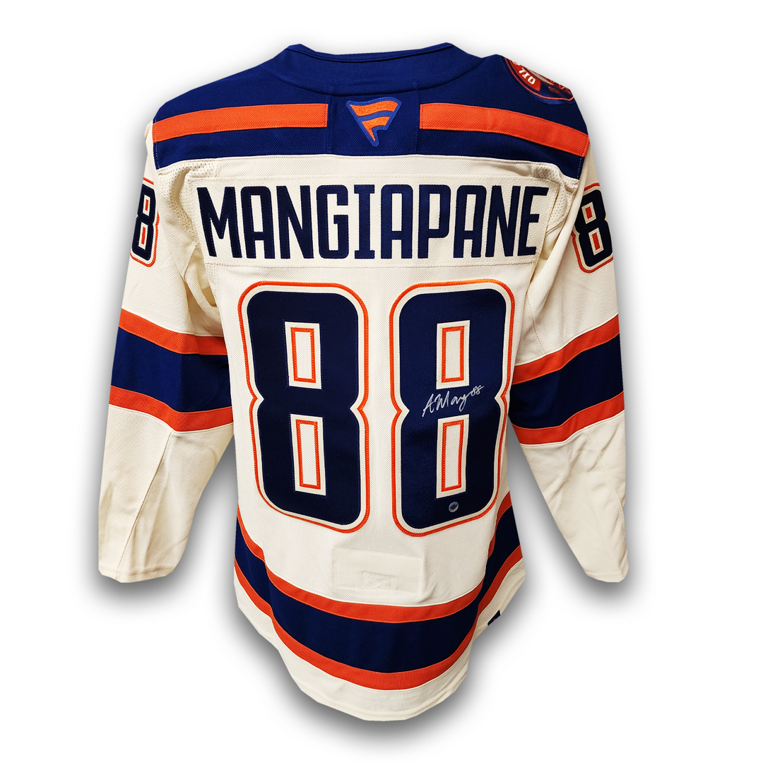 Andrew Mangiapane Autographed Edmonton Oilers Alternate Fanatics Premium Jersey