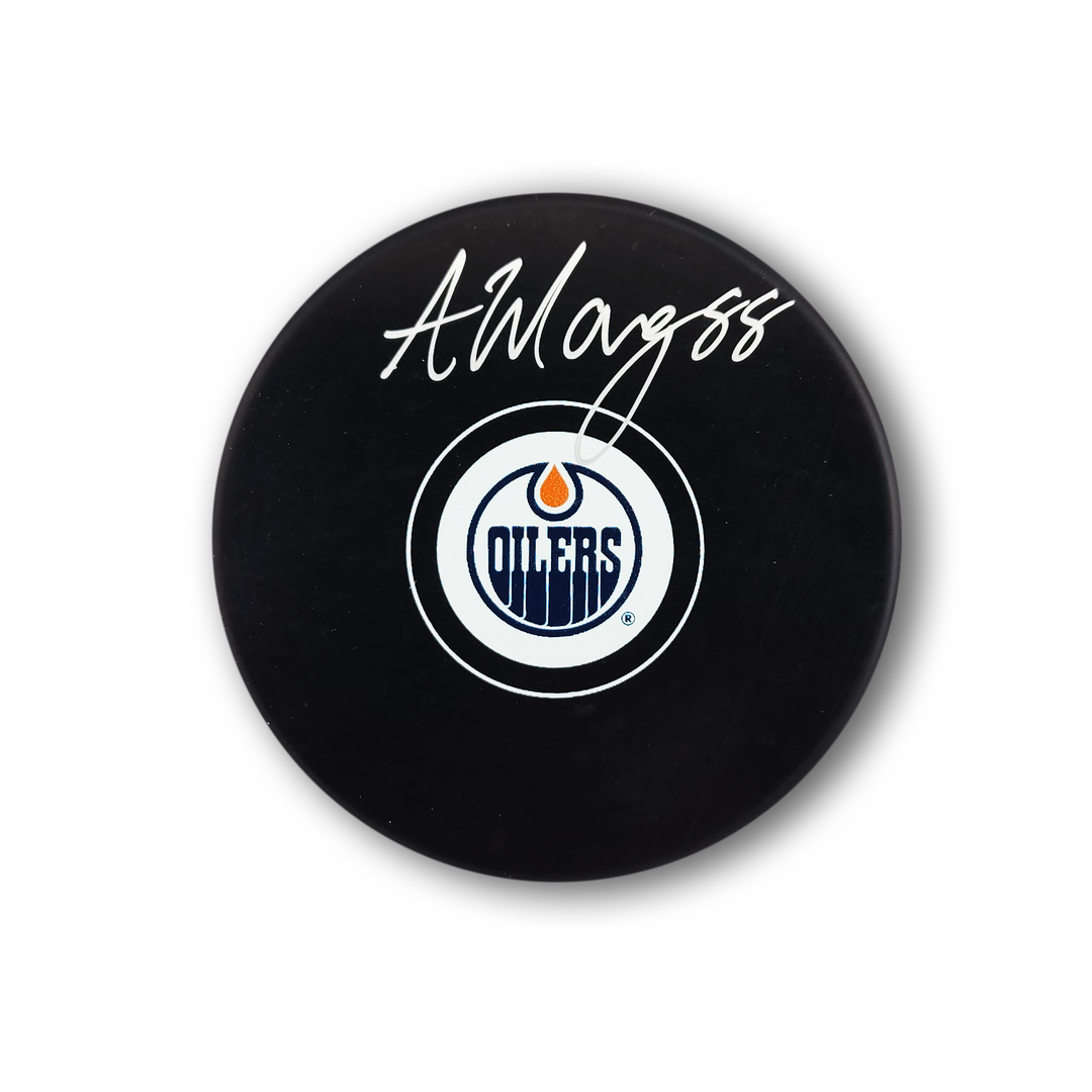 Andrew Mangiapane Autographed Edmonton Oilers Hockey Puck