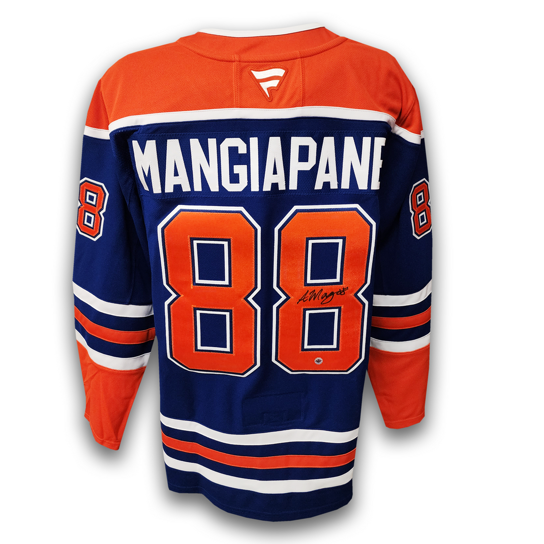 Andrew Mangiapane Autographed Edmonton Oilers Home Fanatics Premium Jersey
