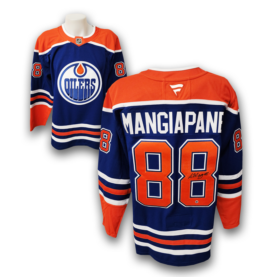 Andrew Mangiapane Autographed Edmonton Oilers Home Fanatics Premium Jersey