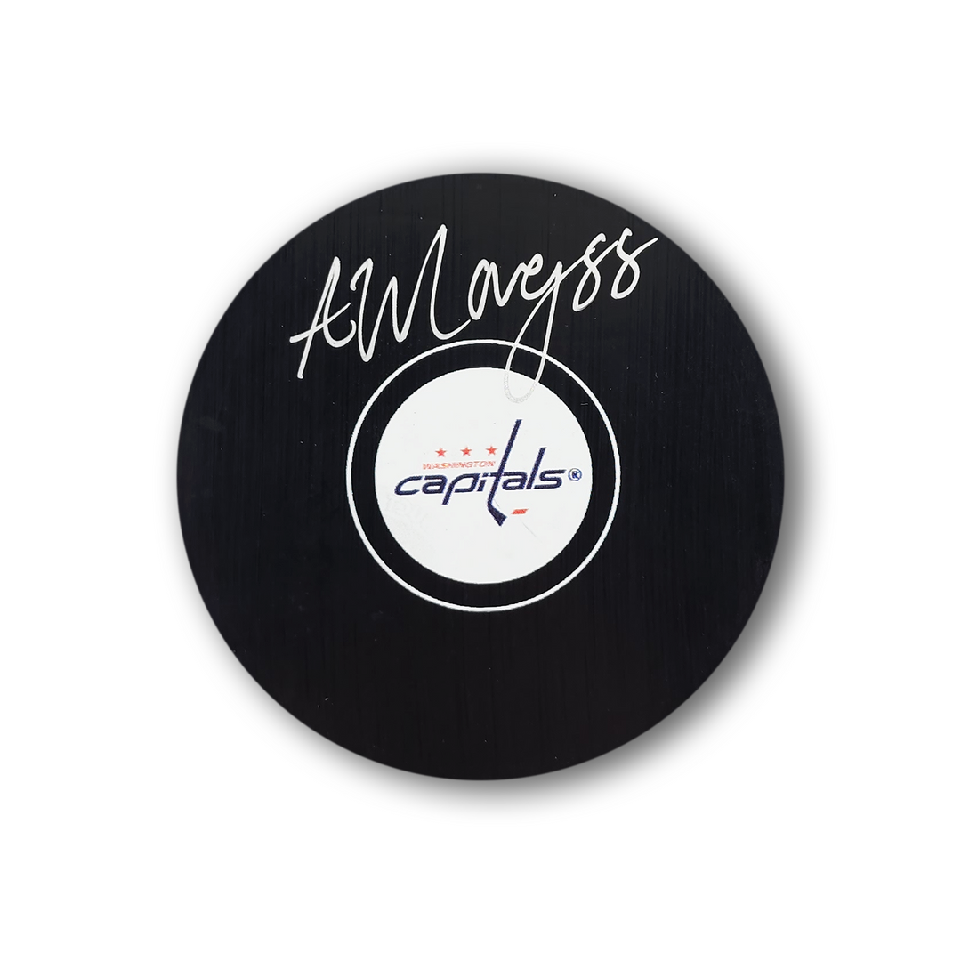 Andrew Mangiapane Autographed Washington Capitals Hockey Puck