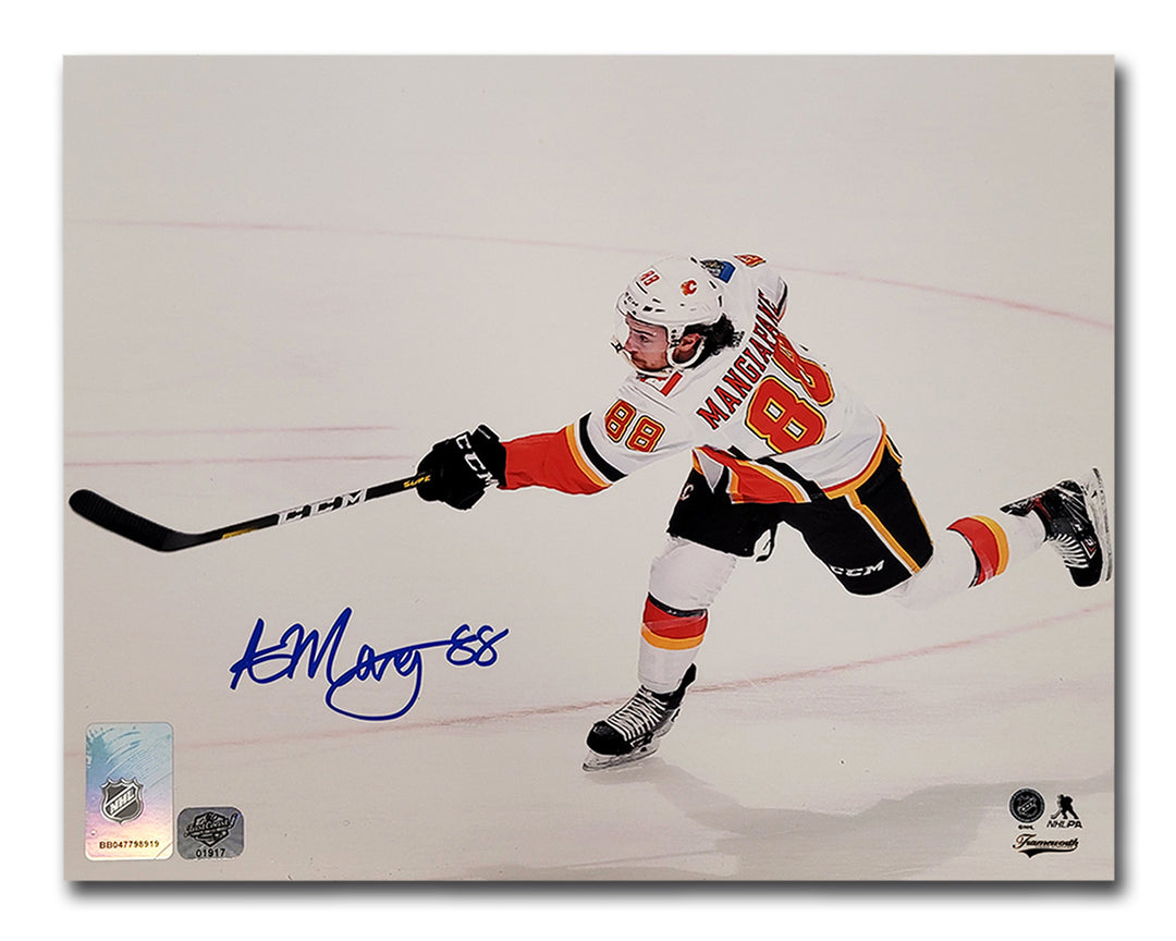 Andrew Mangiapane Calgary Flames Autographed White Slapshot 8x10 Photo