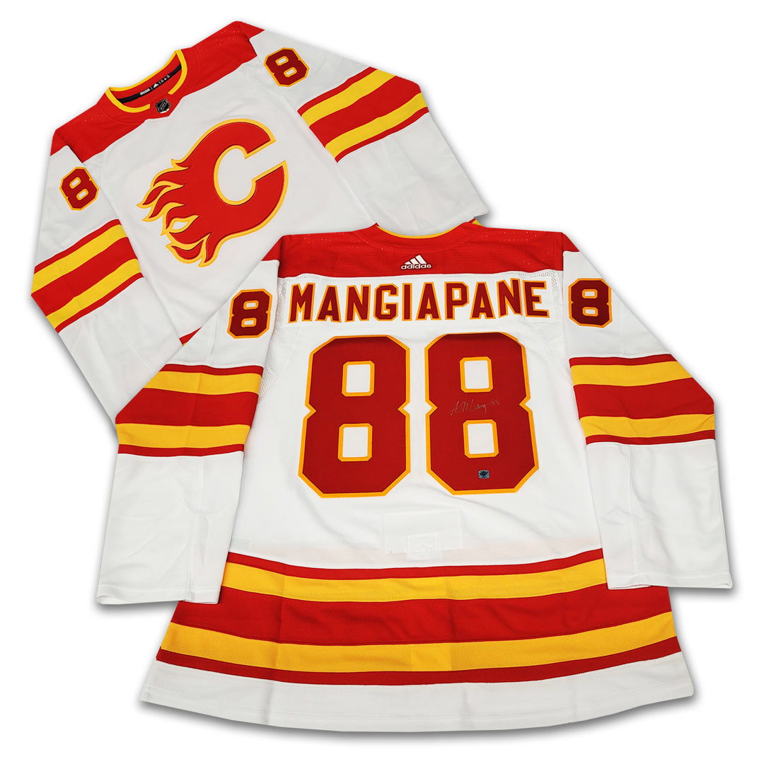Andrew Mangiapane Calgary Flames White Adidas Jersey Inscribed 1st Goal 9/2/19
