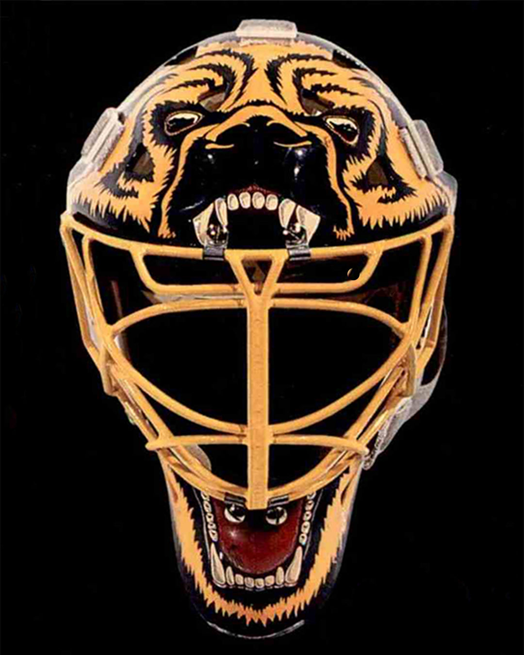 Pre-Order - Andy Moog Autographed Boston Bruins Close Up Mask 8x10 Photo