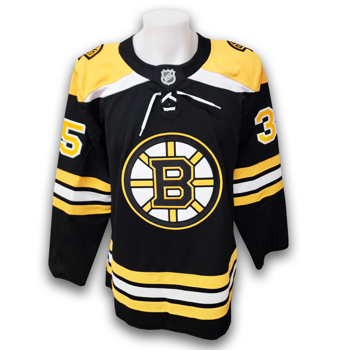 Andy Moog Autographed Boston Bruins Fanatics Premium Jersey Career Inscriptions
