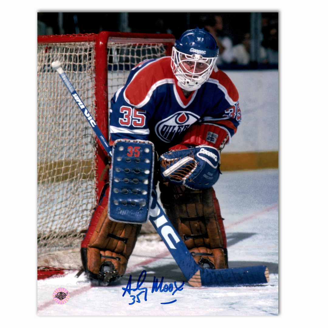 Andy Moog Autographed Edmonton Oilers Home 8x10 Photo