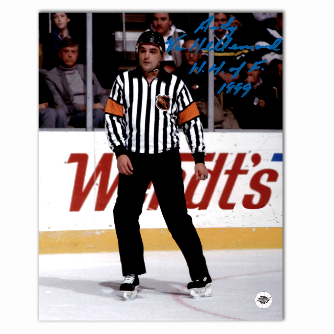 Andy Van Hellemond Autographed NHL Official Referee 8x10 Photo (Standing)