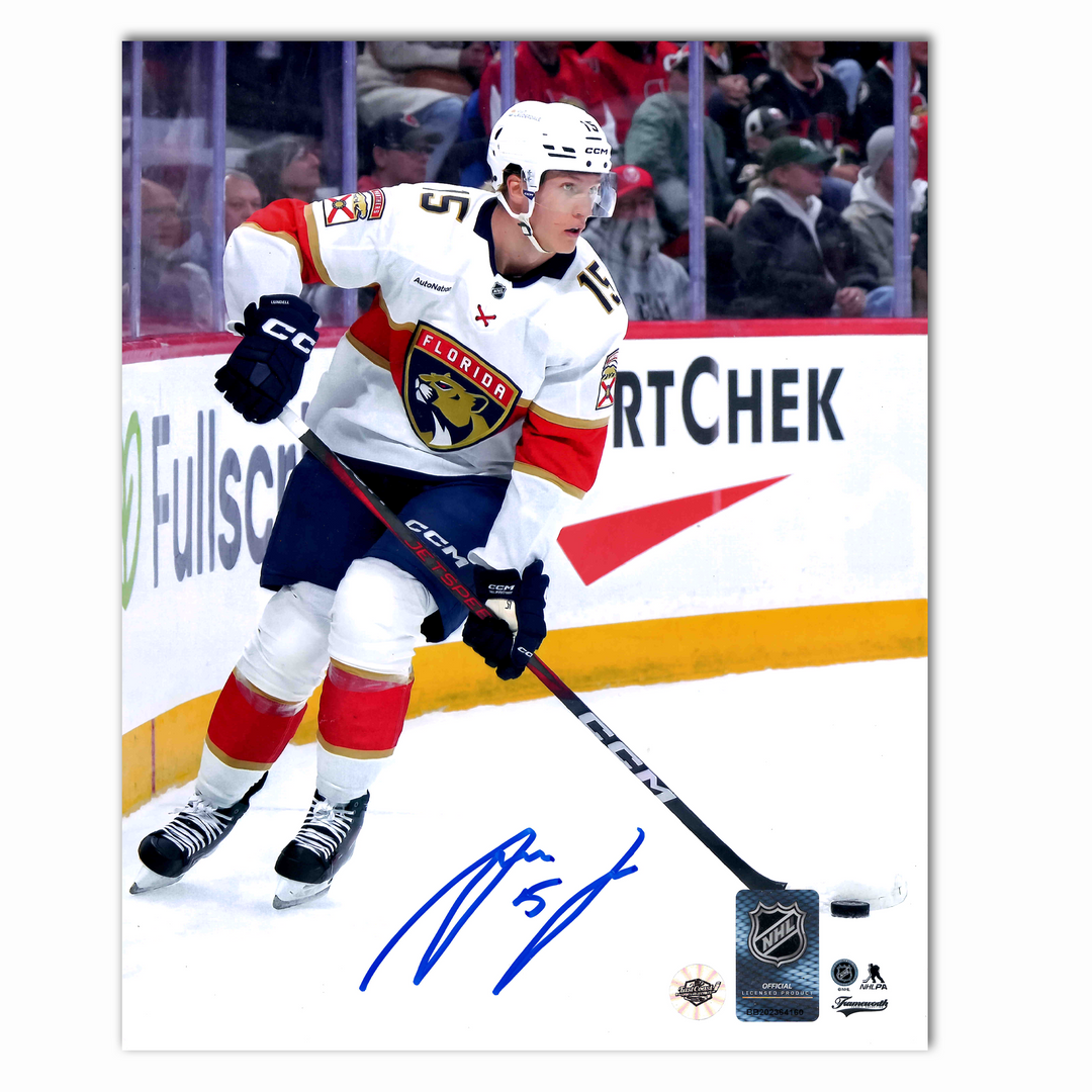 Anton Lundell Autographed Florida Panthers Away 8x10 Photo
