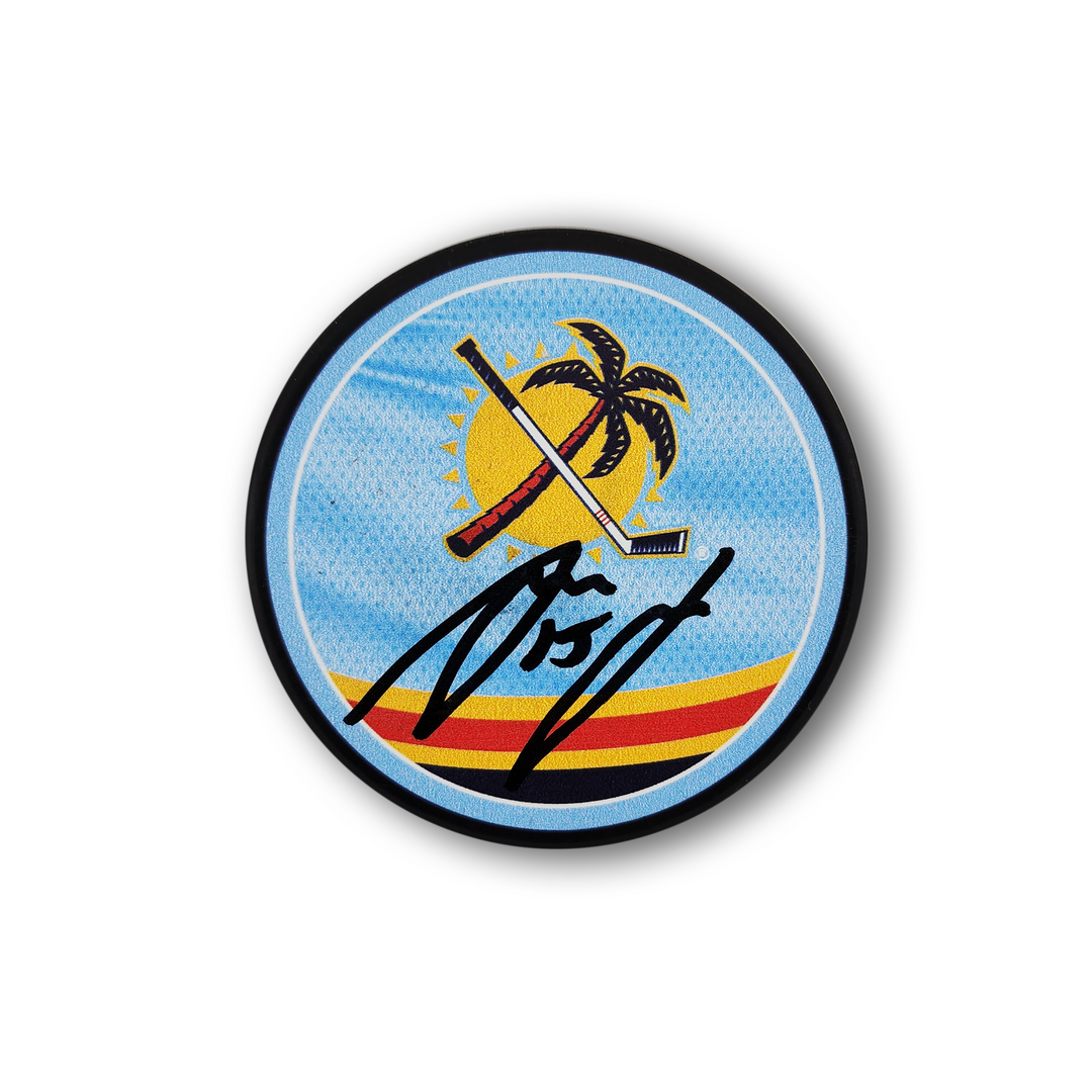 Anton Lundell Autographed Florida Panthers Reverse Retro Hockey Puck