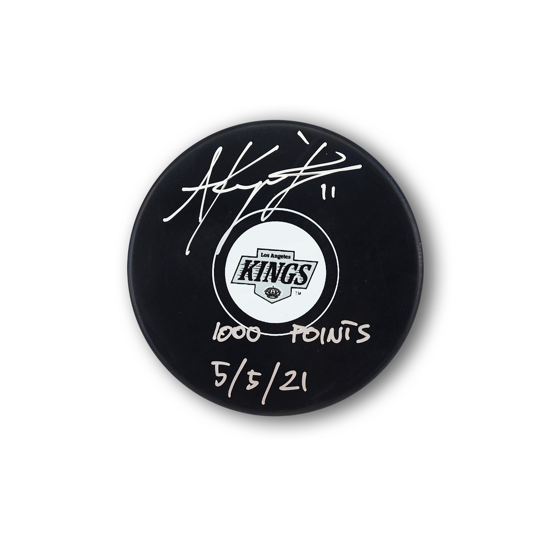 Anze Kopitar Autographed Los Angeles Kings Hockey Puck Inscribed 1000 Points