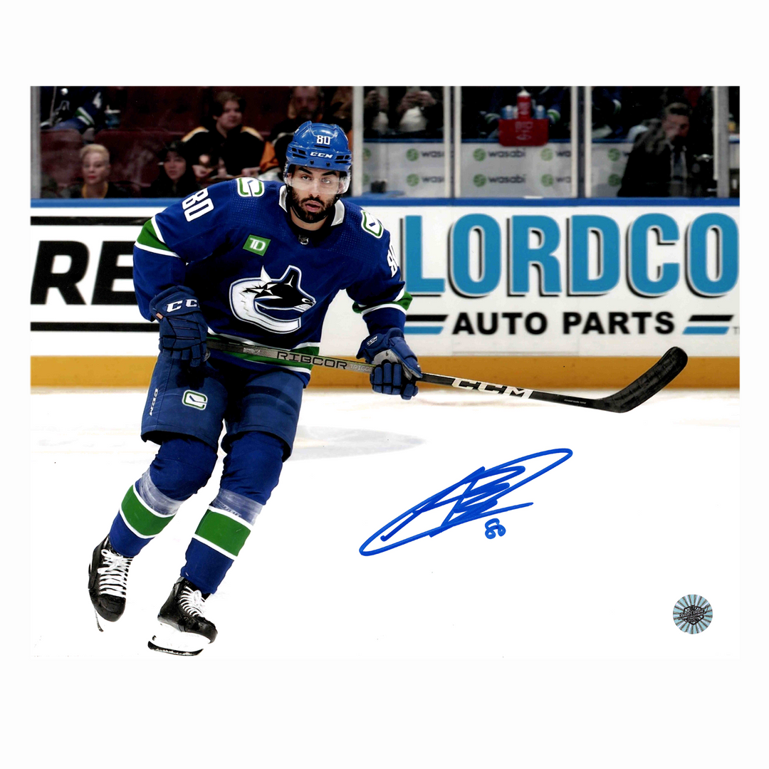 Arshdeep Bains Autographed Vancouver Canucks Home 8x10 Horizontal Photo