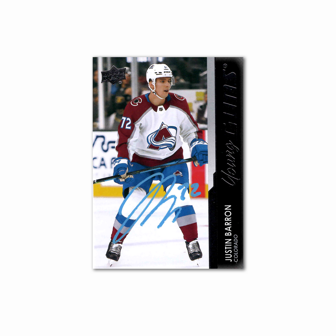 Justin Barron Autographed Colorado Avalanche Young Guns Hockey Card