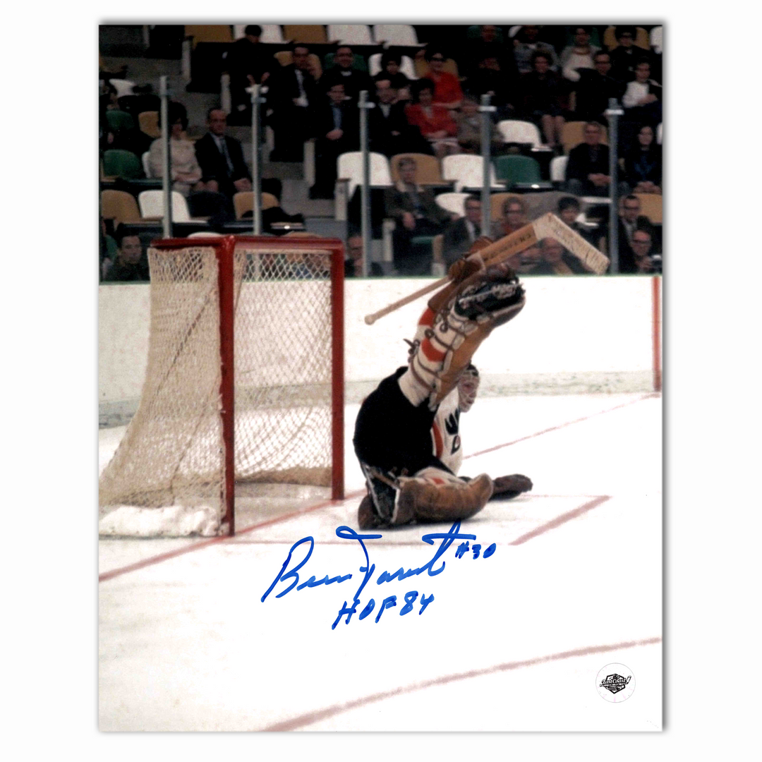 Bernie Parent Autographed Philadelphia Flyers Away 8x10 Photo (Save)