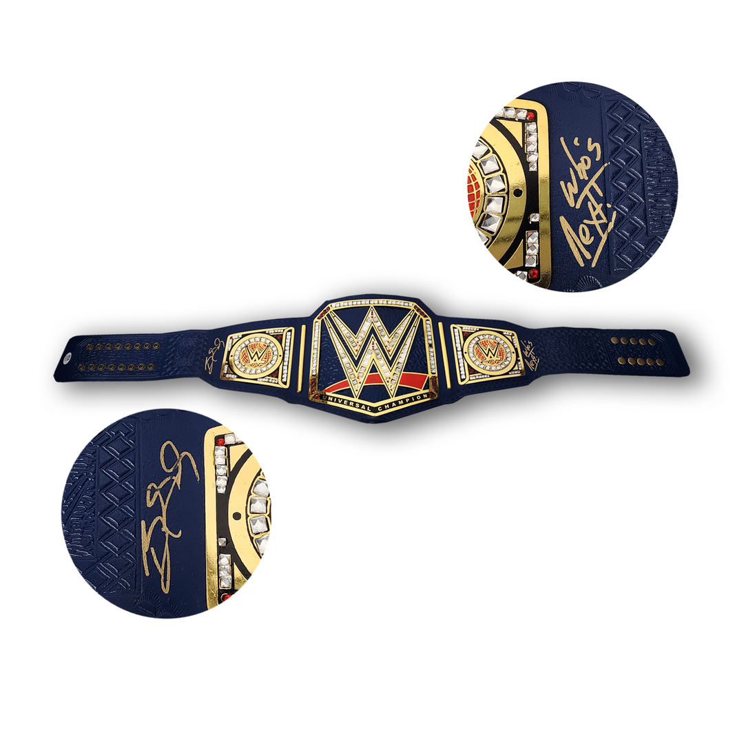 Bill Goldberg Autographed Wrestling Leather WWE Universal Championship Blue Belt